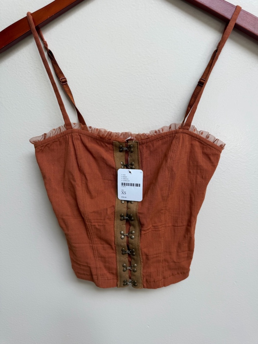 NWT Free People Intimately Rust Brown Corset-Style Crop Top - Brand: